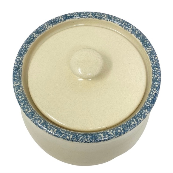 Casey Pottery Burgundy Floral Heart Design Large Canister Vintage 1990s Handmade - Picture 3 of 6